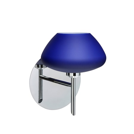 Besa Lighting Peri Mini Sconce, Blue Matte, Chrome Finish, 1x40W Halogen 1SW-541087-CR